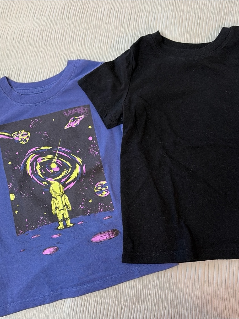 Cat & Jack Space Graphic Tee + Black Short Sleeve Tee